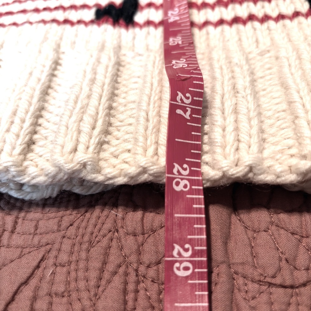 Vintage Cowichan Cardigan Sweater 50s 60s Music Notes Dancing Couple Cream Red L - Picture 12 of 13